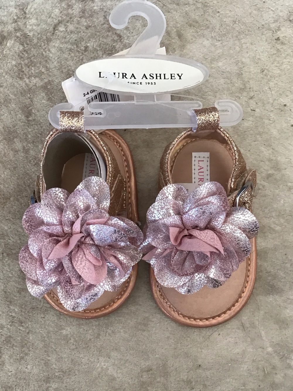 Laura Ashley Rose Pink Glitter Flower Girls' Sandals